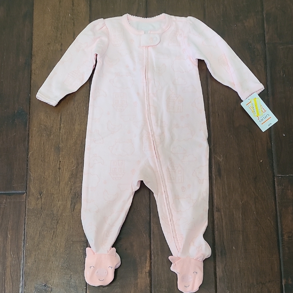 Pink Farm Baby One Piece W/ Pig Footies